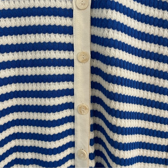Mango Stripe Knit Jersey Sweater Dress Blue White Button Down Front Size 4. - Picture 7 of 15